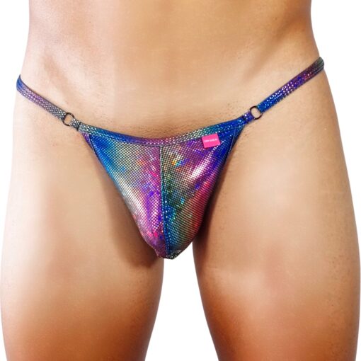 Disco Fever Men's Thong by OH LOLA 4 MEN Side Adjustable G-String FRONT