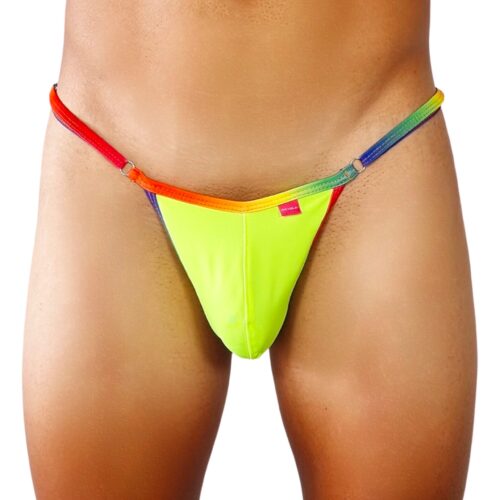 Neon Fusion Men's Thong by OH LOLA 4 MEN Side Adjustable G-String FRONT