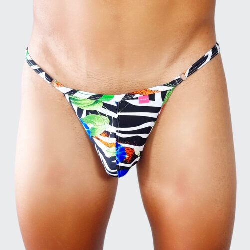 Tropical Zebra Men's Thong by OH LOLA 4 MEN Side Adjustable G-String FRONT