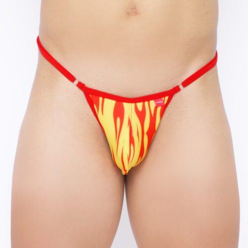 Fire Blaze Men's Thong by Oh Lola 4 Men - Side Adjustable V-String Front