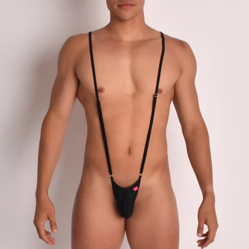 Full frontal view of the Midnight Lift Men’s Suspender Swim Thong